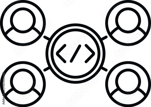 People connecting and sharing their programming skills in a software development network