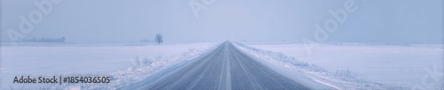 Ultra realistic minimalist winter road scene