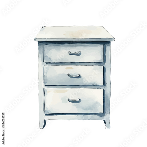 A vectorized, Hand-painted style, vector set available in EPS An Elegant watercolor painting design collection_a_dresser_on_a_white