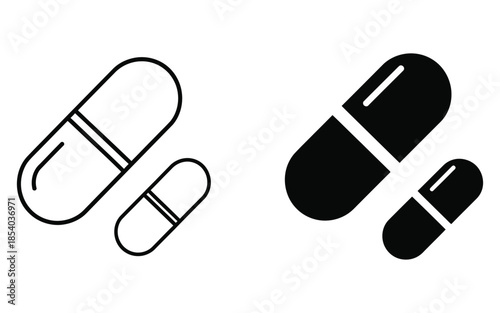 Black and white capsule pill icons