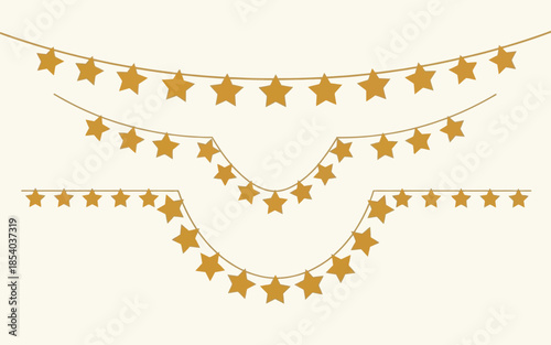 Golden star garland strings hanging decorations