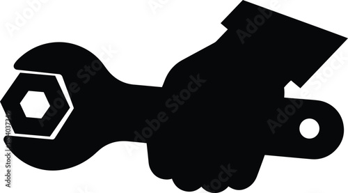 Hand Gripping a Wrench Tightening a Hex Nut Icon