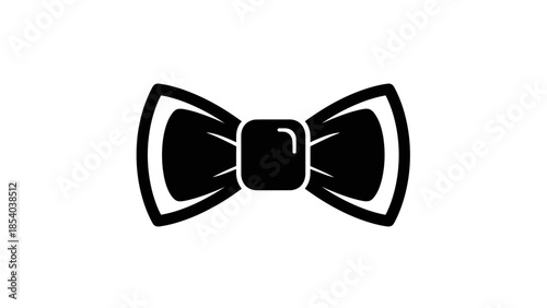 Stylish black bow tie accessory icon in a smooth design on isolated white background.