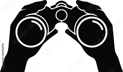 Close up Silhouette of Hands Holding Binoculars Facing Viewer Icon