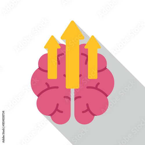 Brain icon with three arrows pointing up, symbolizing mental growth and intelligence