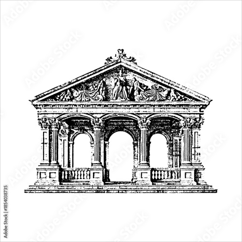 Classical Architectural Facade Illustration