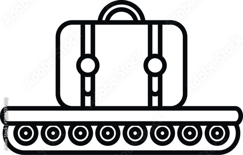 Suitcase moving on a conveyor belt at travel destination