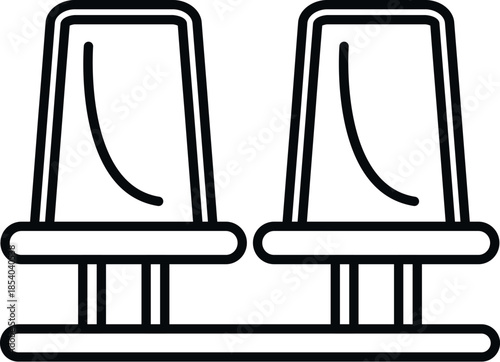 Two empty chairs, a waiting area bench in line art style for public spaces