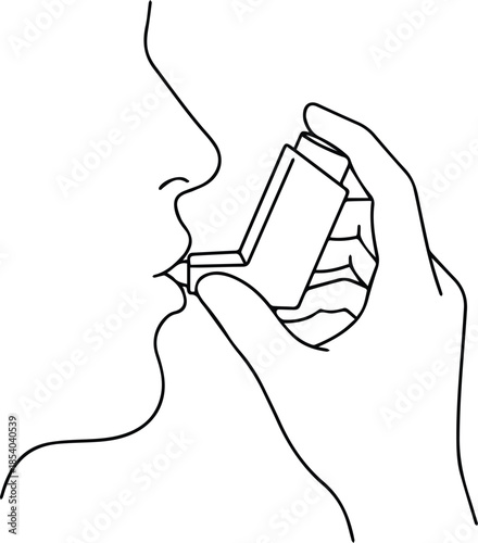 Hand using Inhaler Outline Icon