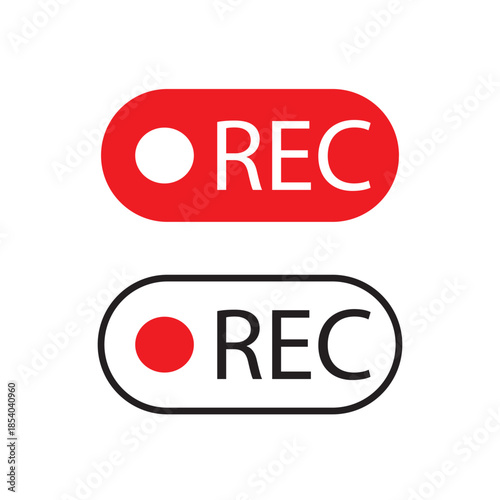 Set of Video recording button icon, video or photo recorder button icon