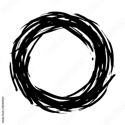 Round black messy paint circle shape