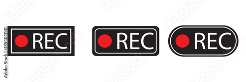 Set of Video recording button icon, video or photo recorder button icon