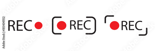 Set of Video recording button icon, video or photo recorder button icon