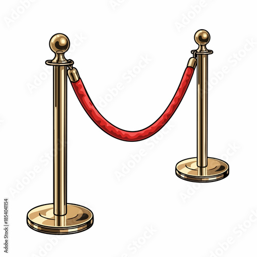Golden stanchions and red velvet rope barrier, creating an elegant dividing line for exclusive events. This sophisticated velvet rope barrier offers premium crowd control for VIP access.