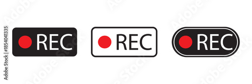 Video recording rec button icon symbol for streaming live broadcast rec