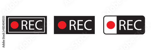 Video recording rec button icon symbol for streaming live broadcast rec