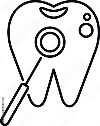 Tooth with an explorer tool inspecting for cavities and dental decay