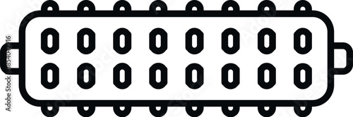 Inflatable boat, kayak, or raft in a simple black line icon style