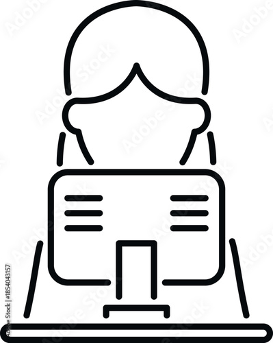 Woman using a computer for remote work, studying, or office tasks