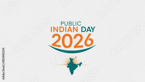 Public indian day 2026 celebration logo with map and sunburst design elements