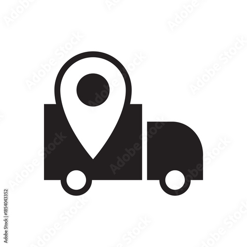 Locating Delivery Vehicle with Map Pin Solid Marker