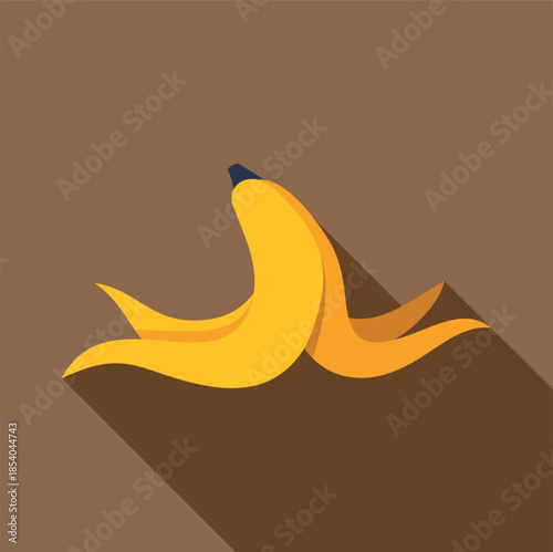 Banana peel illustration creating a slipping hazard with long shadow