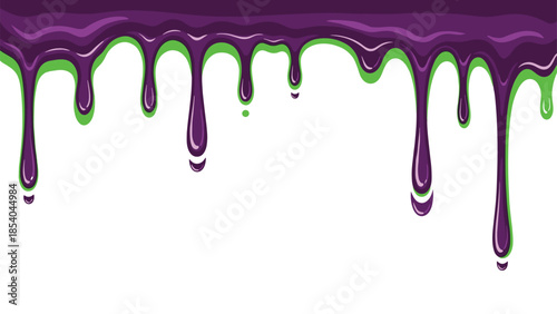 Purple and green cartoon slime dripping from the top edge, creating a spooky, slimy border perfect for Halloween or monster themes.