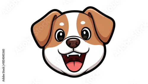 Cute cartoon dog with happy expression on transparent background