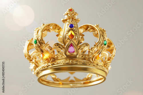 Gold crown of queen with jewel of precious stone