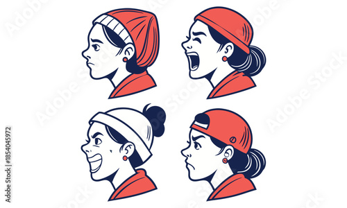 face emotion icons set collection bundle design