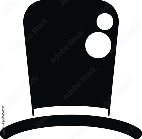 Black top hat with shiny elements, symbolizing magic, performance, and formal elegance as a graphic element