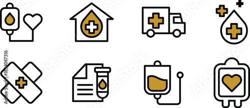 Icon Pack health, blood test, treatment, outpatient for Web Interfaces, UI UX, Mobile Apps, and Digital Asset Use