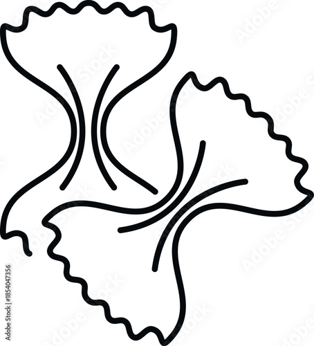 Farfalle pasta bow ties featuring a minimalist black line art style on a white background