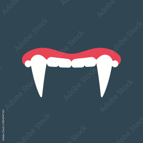 Vampire fangs with red gums and white teeth.