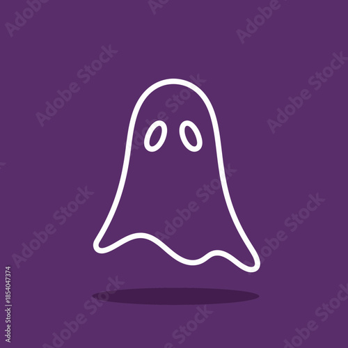 White ghost outline with two oval eyes and shadow.