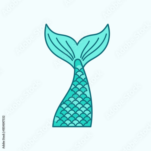 Stylized mermaid tail with fins and scales.