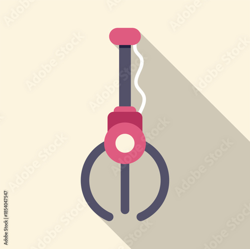 Arcade game prize claw arm with flat long shadow design icon