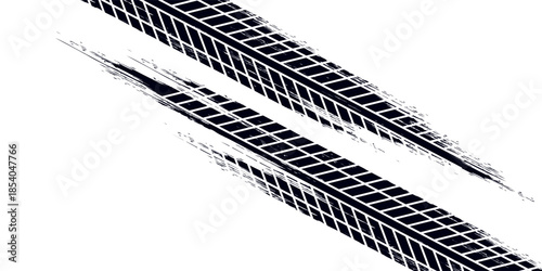 Auto tire tread grunge element. Car and motorcycle tire pattern, wheel tyre tread track