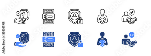 Security and Protection with two styles, line and duotone icon.