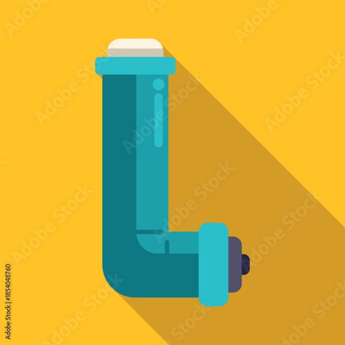 Blue plumbing elbow pipe connecting two segments in a flat design illustration