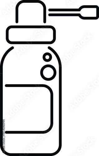 Line art icon illustrating a throat spray bottle providing sore throat treatment