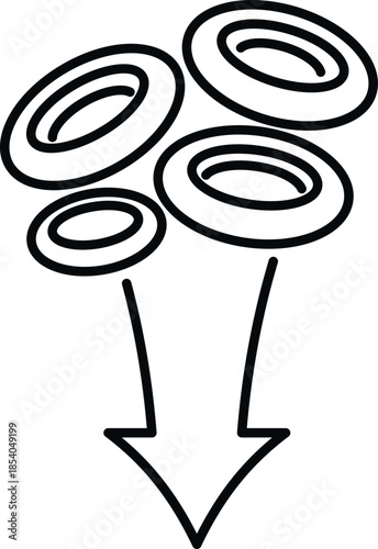 Red blood cells are flowing downwards indicating a decrease in blood count