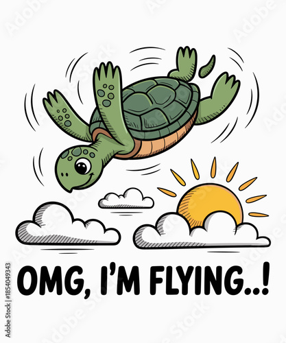 Funny OMG I'm flying Oh my god cute flying turtle turtles