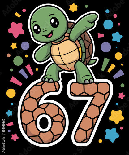 Dabbing 67 Turtle 67 Funny Six Seven Gen Z Slang Meme Cute