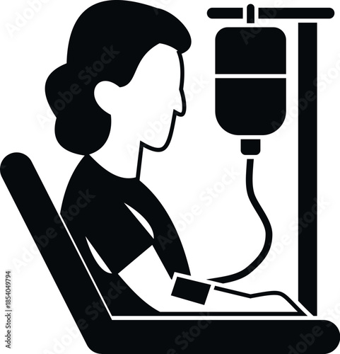 Person getting an iv infusion in a hospital or clinic setting