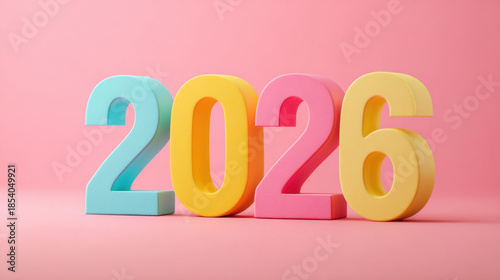 Colorful 2026 numbers celebration concept for new year marketing future planning business goals holiday promotion and social media campaigns