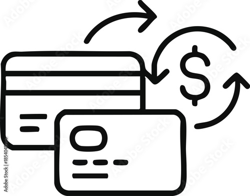 Money transfer with credit cards icon on white background