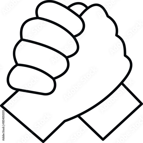 Two hands clasping each other, representing brotherhood and teamwork line art