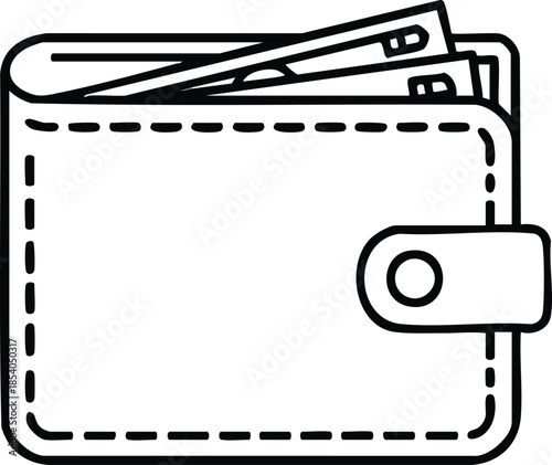 Wallet icon with cash money, vector illustration design element
