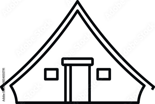 Camping tent line icon representing shelter and outdoor activity